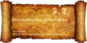 Hornyánszky Nikoletta névjegykártya